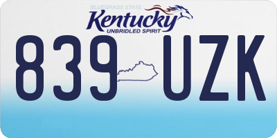 KY license plate 839UZK
