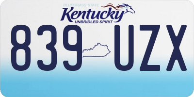 KY license plate 839UZX