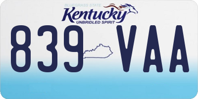 KY license plate 839VAA