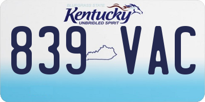KY license plate 839VAC
