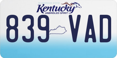 KY license plate 839VAD