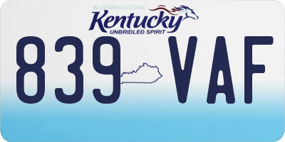 KY license plate 839VAF