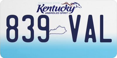 KY license plate 839VAL