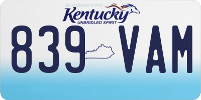KY license plate 839VAM