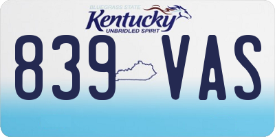 KY license plate 839VAS