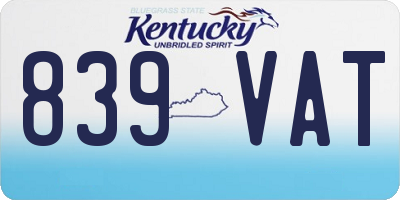 KY license plate 839VAT