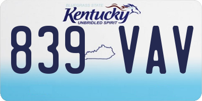 KY license plate 839VAV