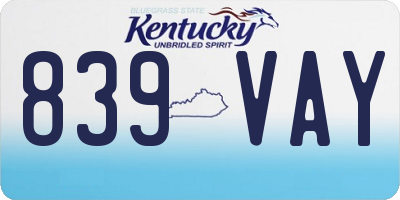 KY license plate 839VAY