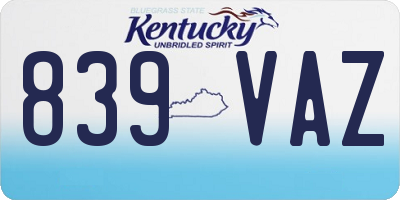 KY license plate 839VAZ