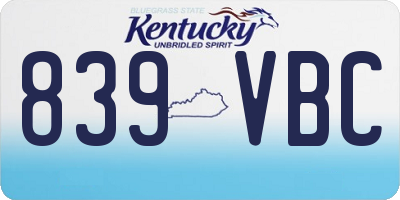 KY license plate 839VBC