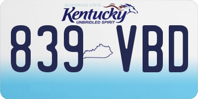 KY license plate 839VBD