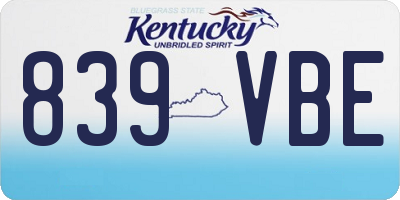 KY license plate 839VBE