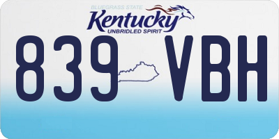 KY license plate 839VBH