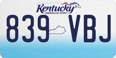 KY license plate 839VBJ