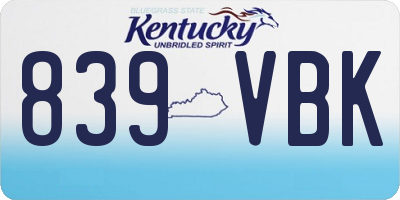 KY license plate 839VBK