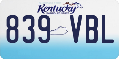 KY license plate 839VBL