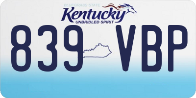 KY license plate 839VBP