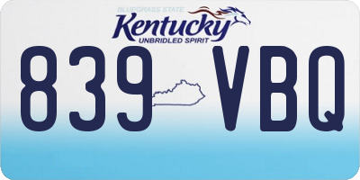 KY license plate 839VBQ