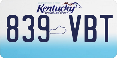 KY license plate 839VBT