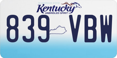 KY license plate 839VBW