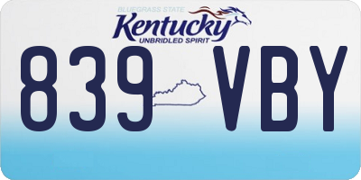 KY license plate 839VBY