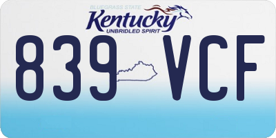 KY license plate 839VCF