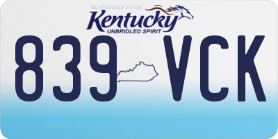 KY license plate 839VCK