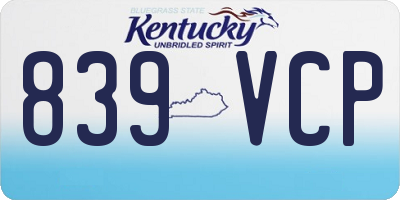 KY license plate 839VCP