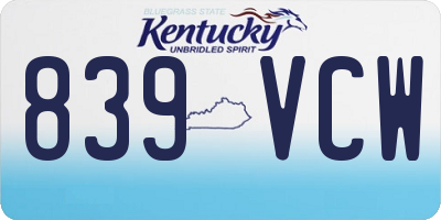 KY license plate 839VCW