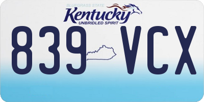 KY license plate 839VCX