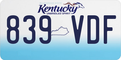 KY license plate 839VDF