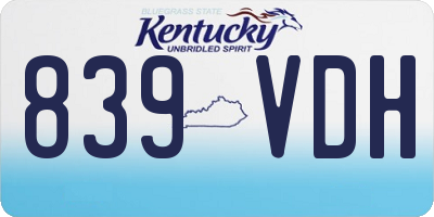 KY license plate 839VDH