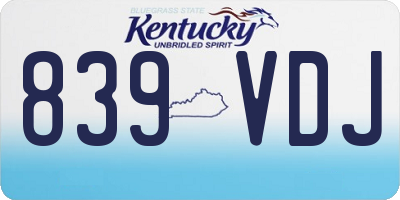 KY license plate 839VDJ