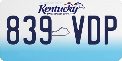 KY license plate 839VDP