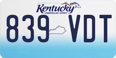 KY license plate 839VDT
