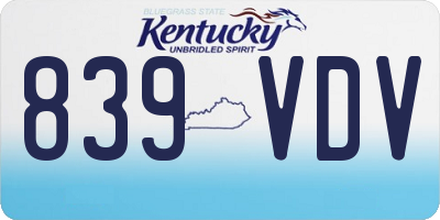 KY license plate 839VDV