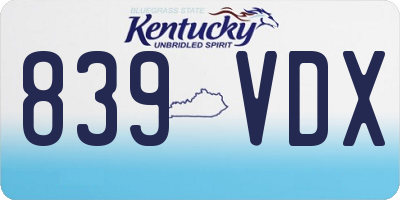 KY license plate 839VDX
