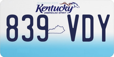 KY license plate 839VDY