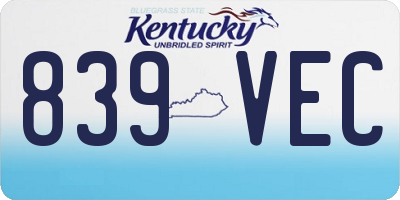 KY license plate 839VEC