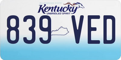 KY license plate 839VED