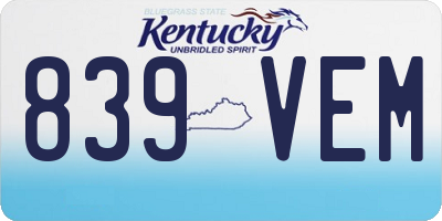 KY license plate 839VEM