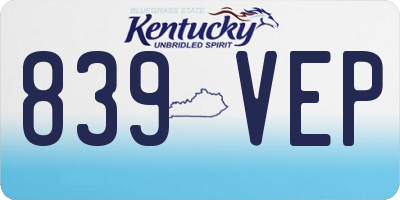 KY license plate 839VEP
