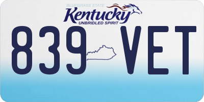 KY license plate 839VET