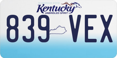 KY license plate 839VEX
