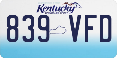 KY license plate 839VFD