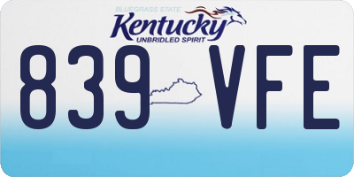 KY license plate 839VFE