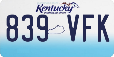 KY license plate 839VFK