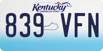KY license plate 839VFN