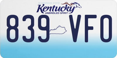 KY license plate 839VFO