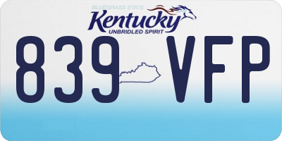 KY license plate 839VFP